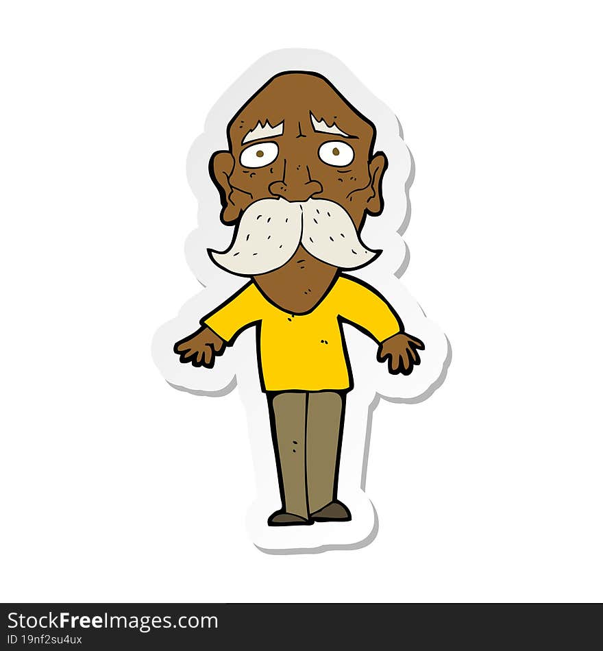 sticker of a cartoon sad old man