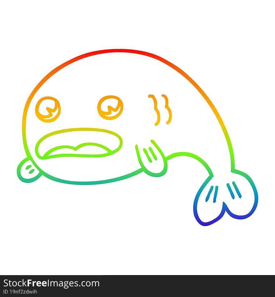 rainbow gradient line drawing cartoon fish