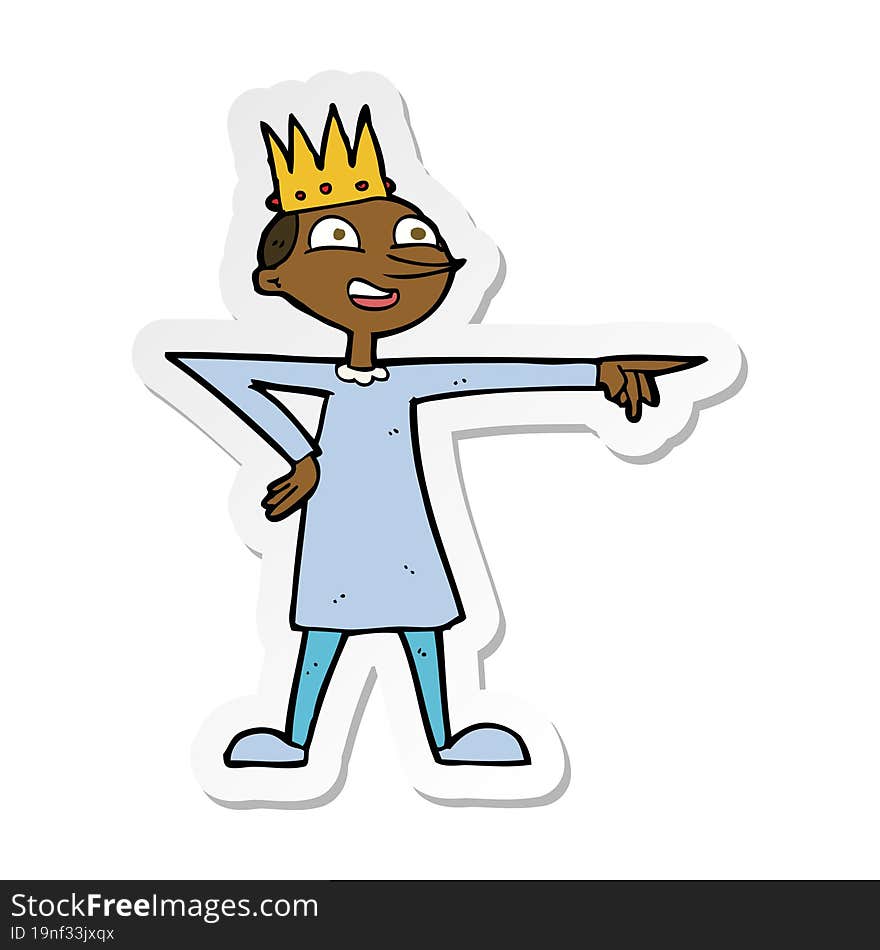 sticker of a cartoon pointing prince