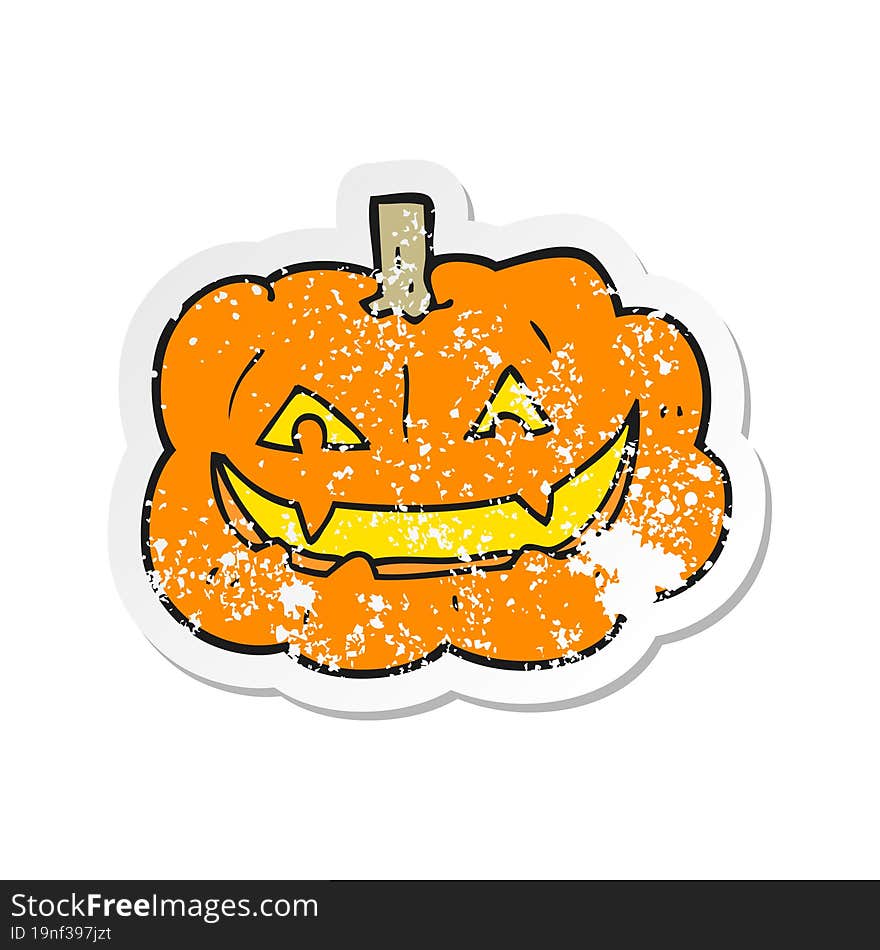 retro distressed sticker of a cartoon spooky pumpkin