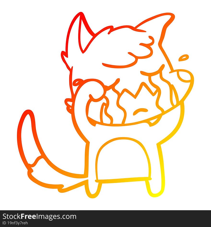 warm gradient line drawing crying fox cartoon