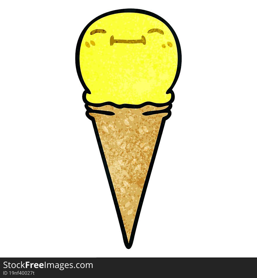 quirky hand drawn cartoon happy ice cream