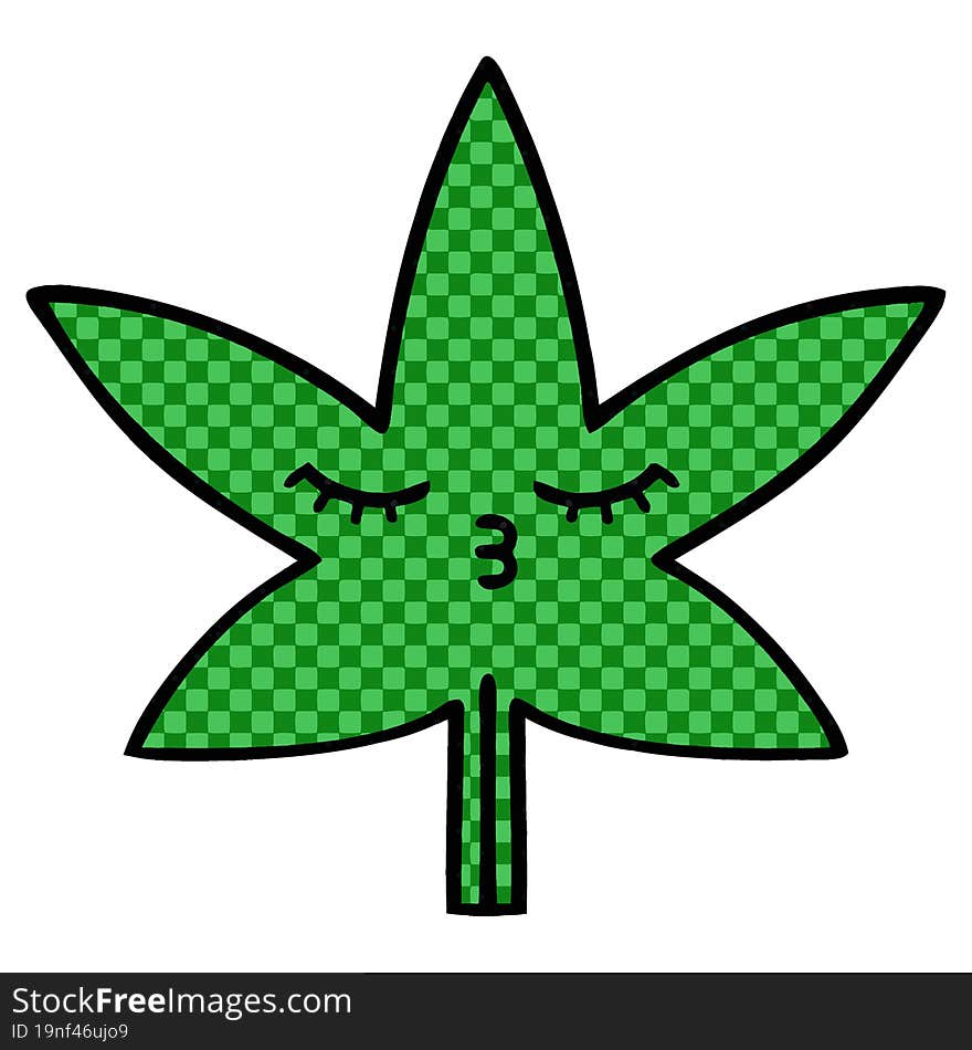 comic book style cartoon marijuana leaf