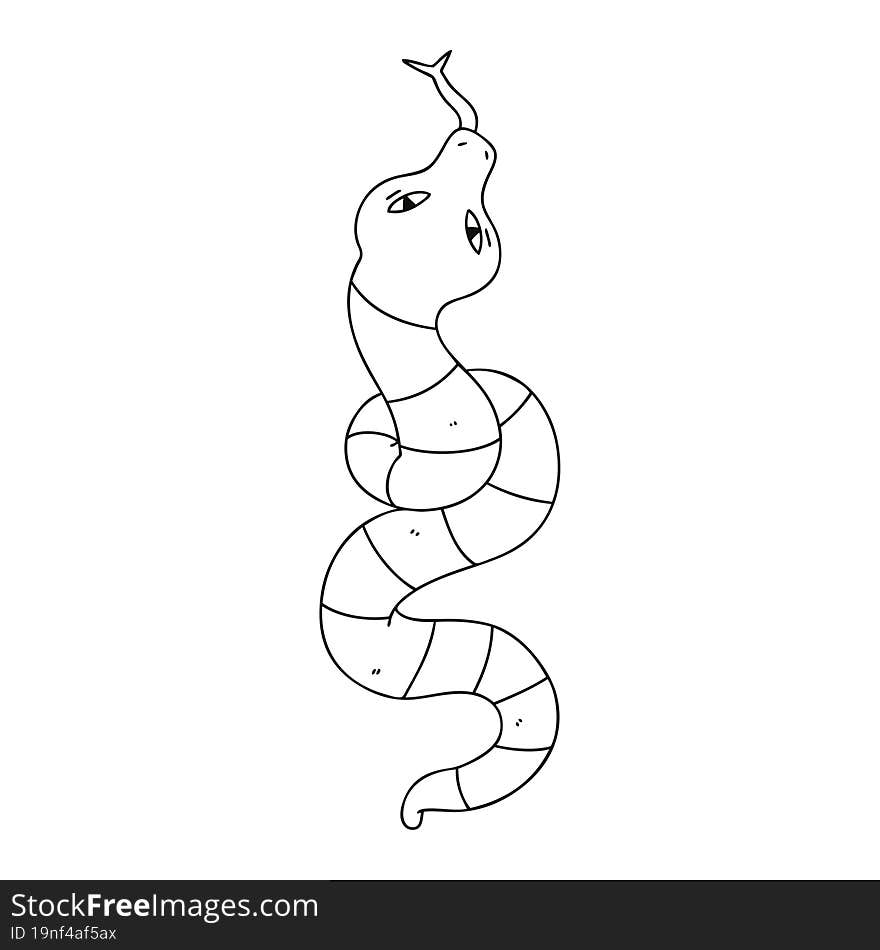 Quirky Line Drawing Cartoon Snake