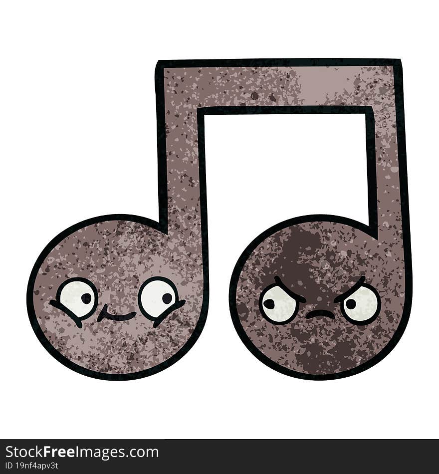 retro grunge texture cartoon of a musical note