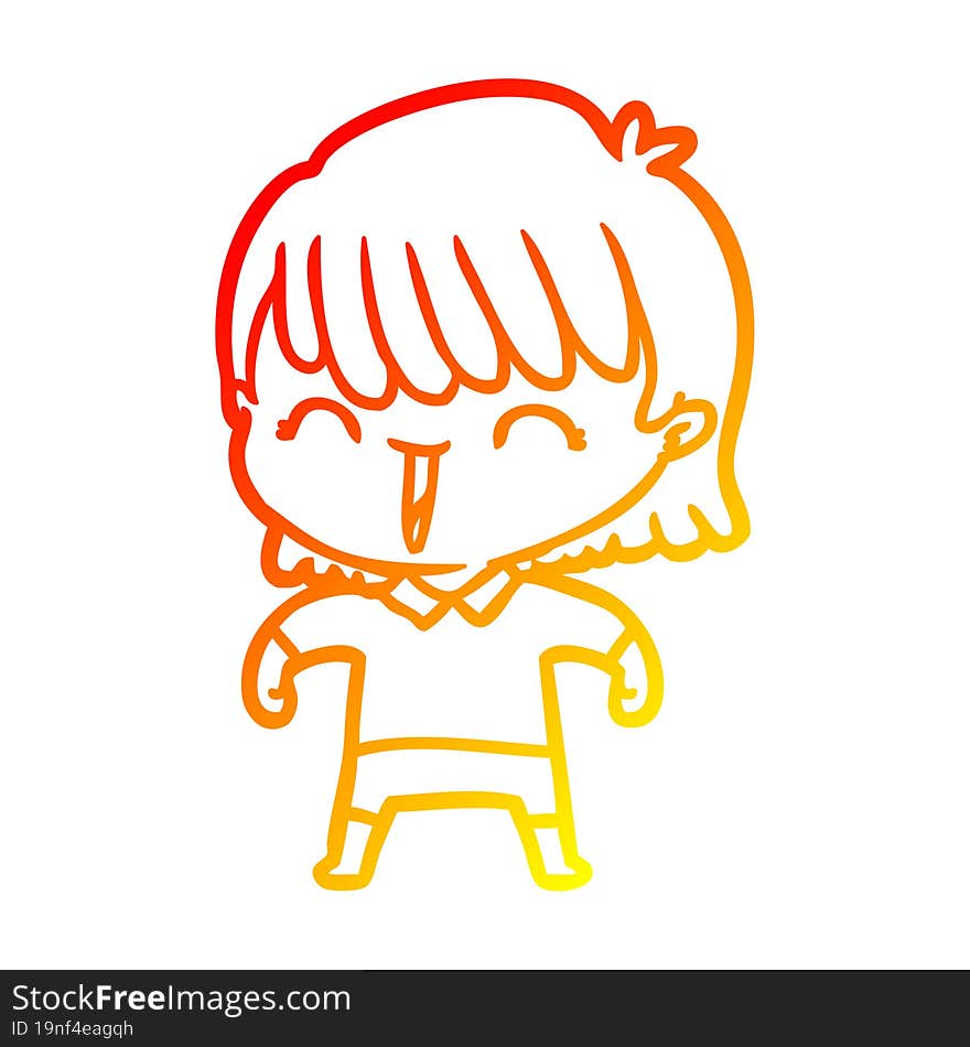 warm gradient line drawing of a cartoon woman