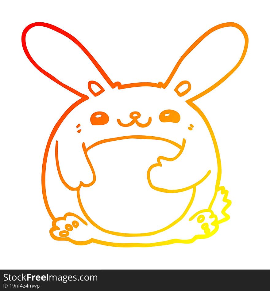 warm gradient line drawing cartoon rabbit