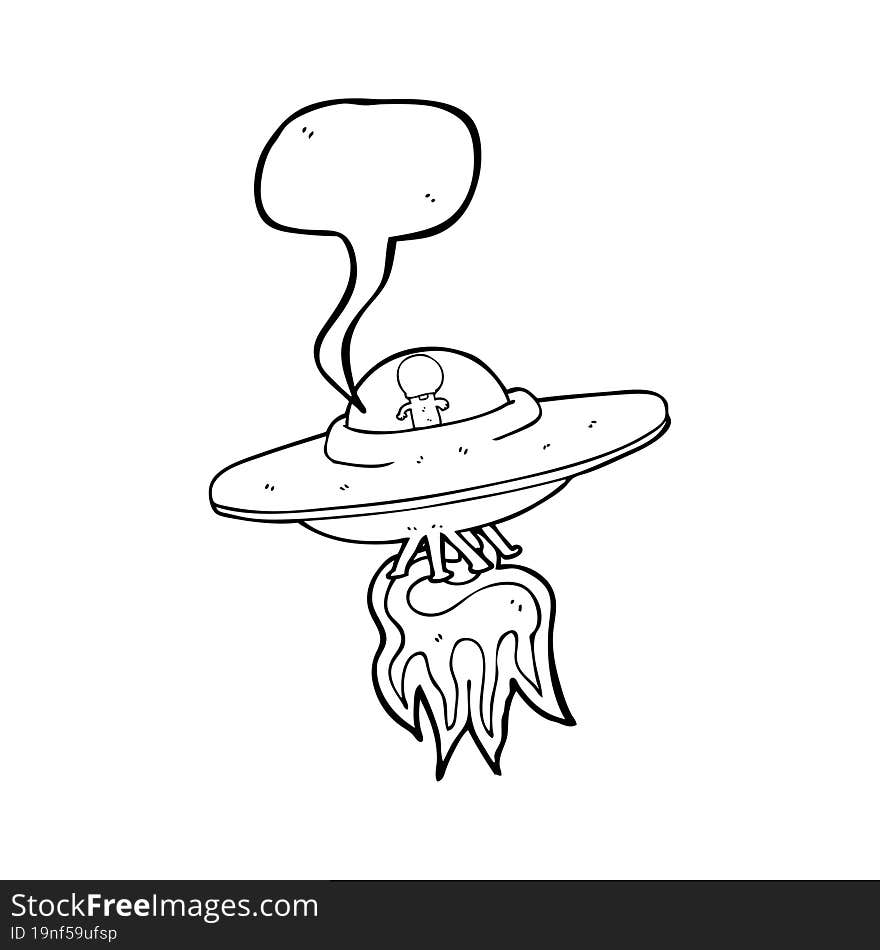 speech bubble cartoon alien flying saucer