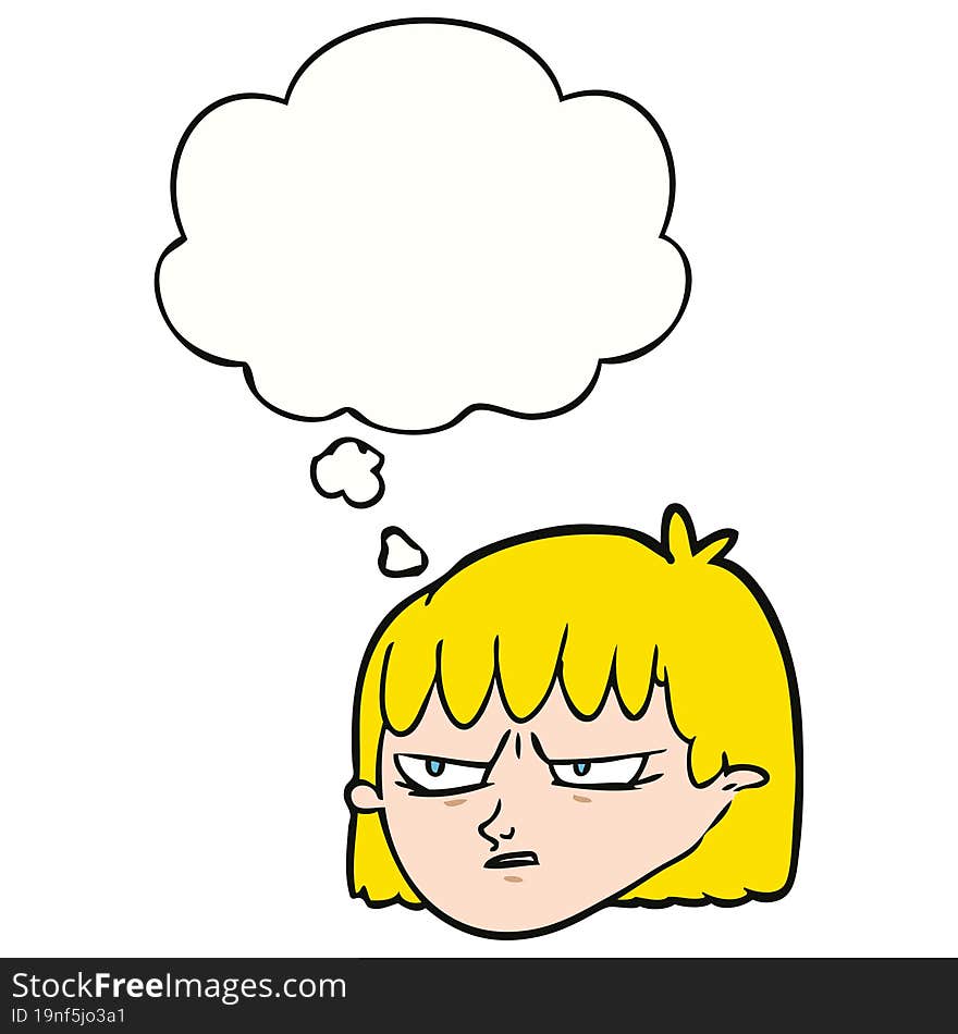 cartoon angry woman with thought bubble. cartoon angry woman with thought bubble