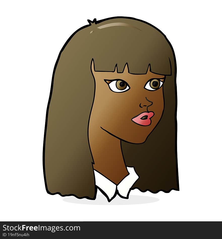 cartoon pretty girl with long hair