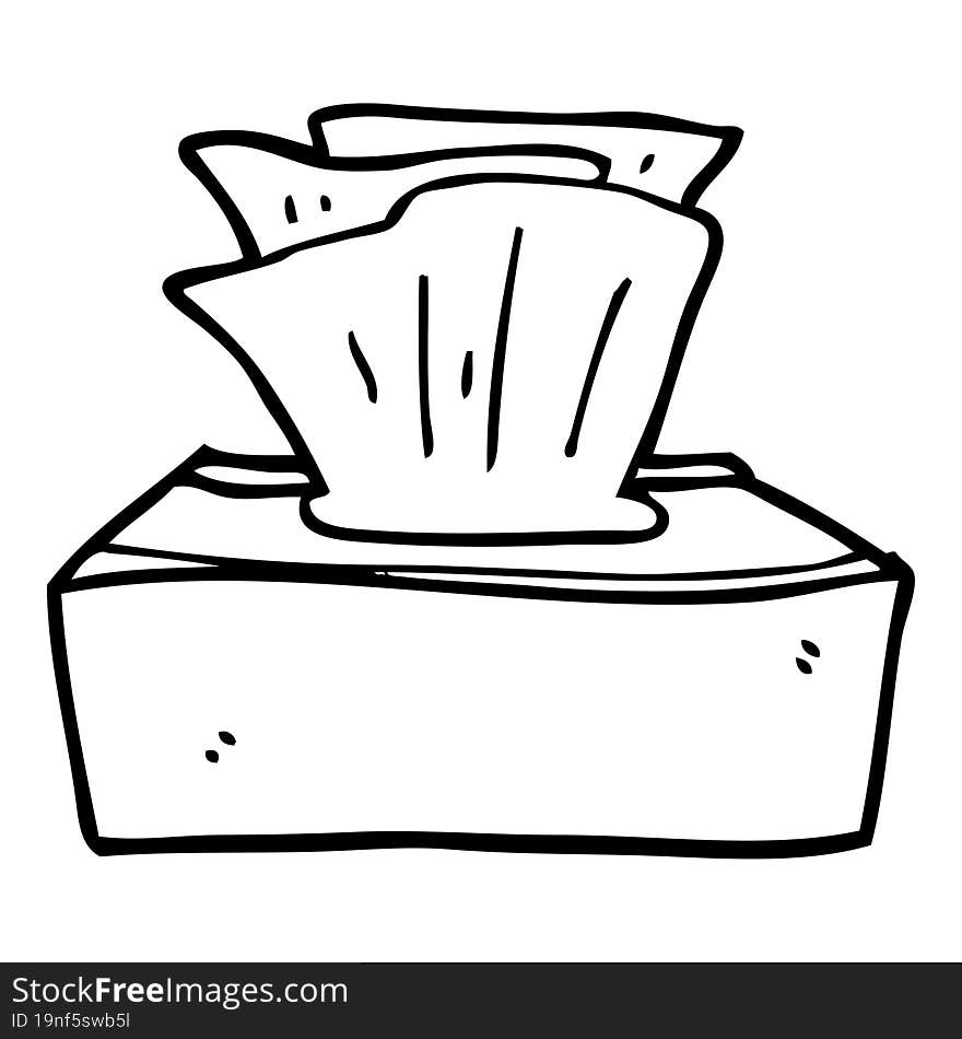 line drawing cartoon box of tissues