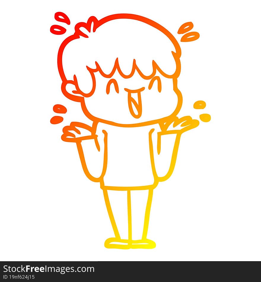 Warm Gradient Line Drawing Cartoon Laughing Boy