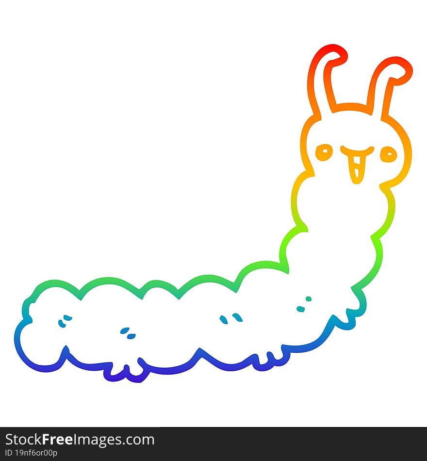 rainbow gradient line drawing cartoon caterpillar