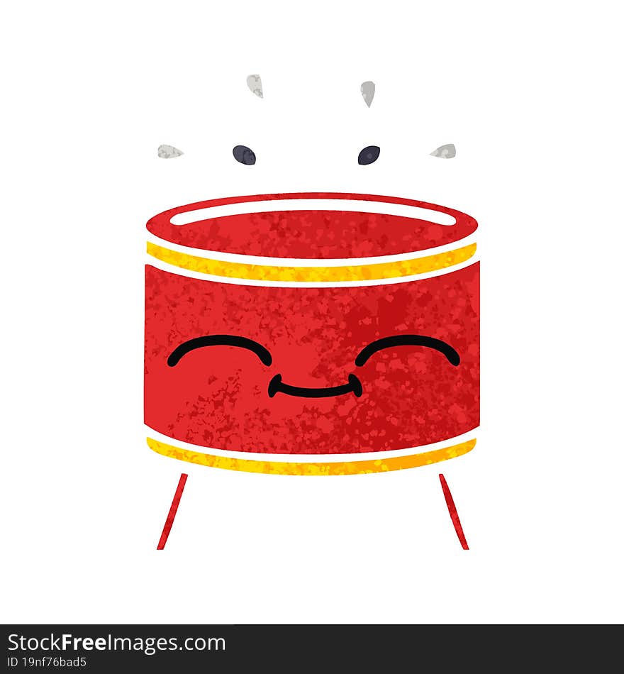 retro illustration style cartoon drum