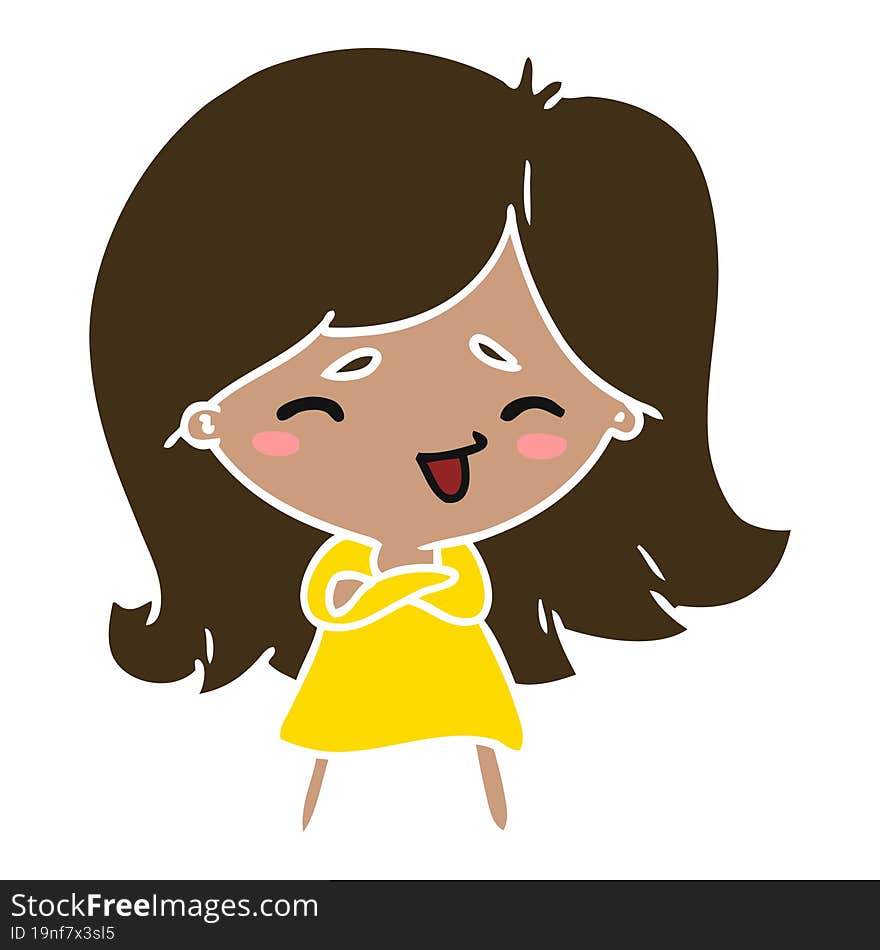 cartoon illustration of a cute kawaii girl. cartoon illustration of a cute kawaii girl