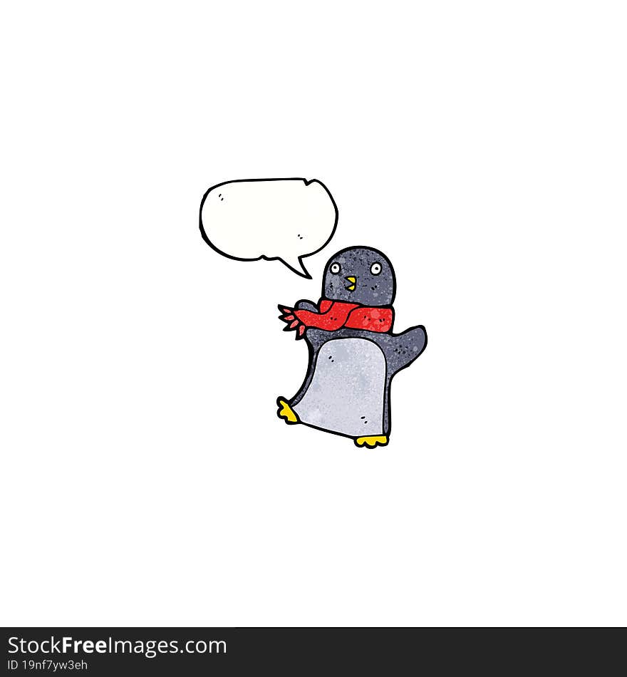 cartoon penguin wearing scarf