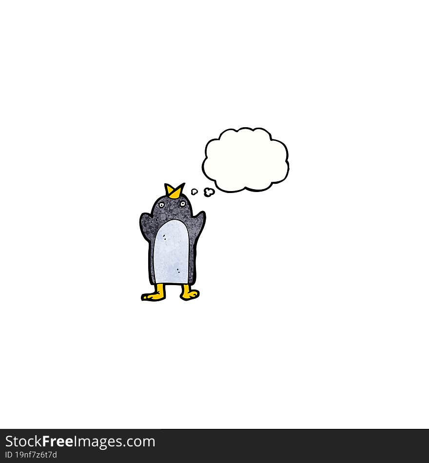 funny penguin cartoon with thought bubble