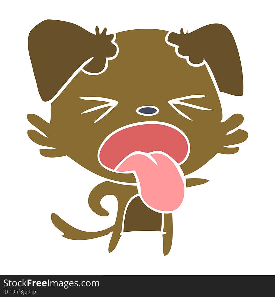 Flat Color Style Cartoon Disgusted Dog