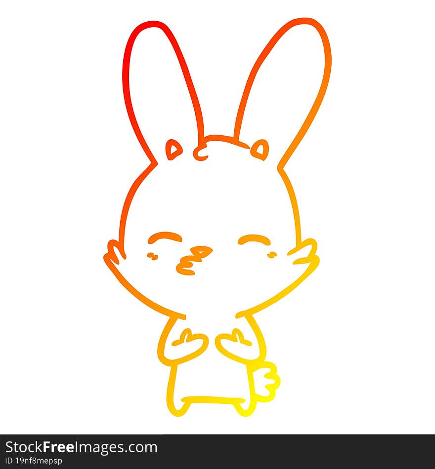 warm gradient line drawing of a curious bunny cartoon