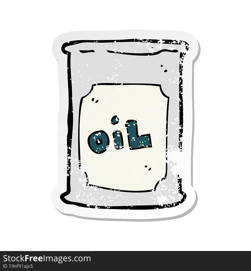 retro distressed sticker of a cartoon oil barrel