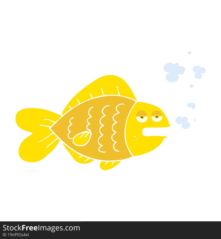 flat color illustration of a cartoon funny fish