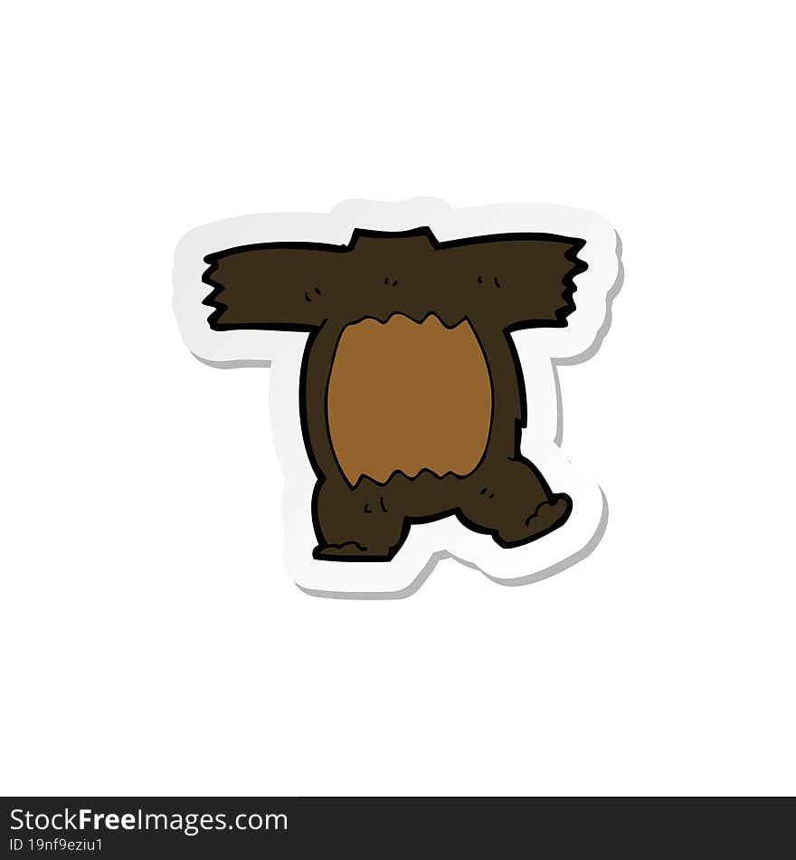 Sticker Of A Cartoon Black Bear Body