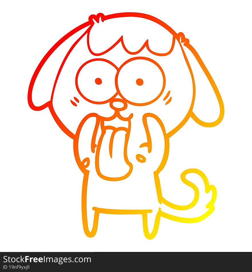 warm gradient line drawing of a cute cartoon dog