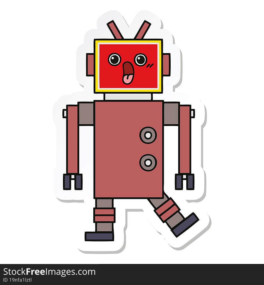 Sticker Of A Cute Cartoon Robot