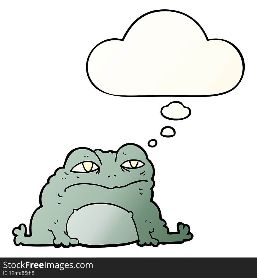 cartoon toad and thought bubble in smooth gradient style