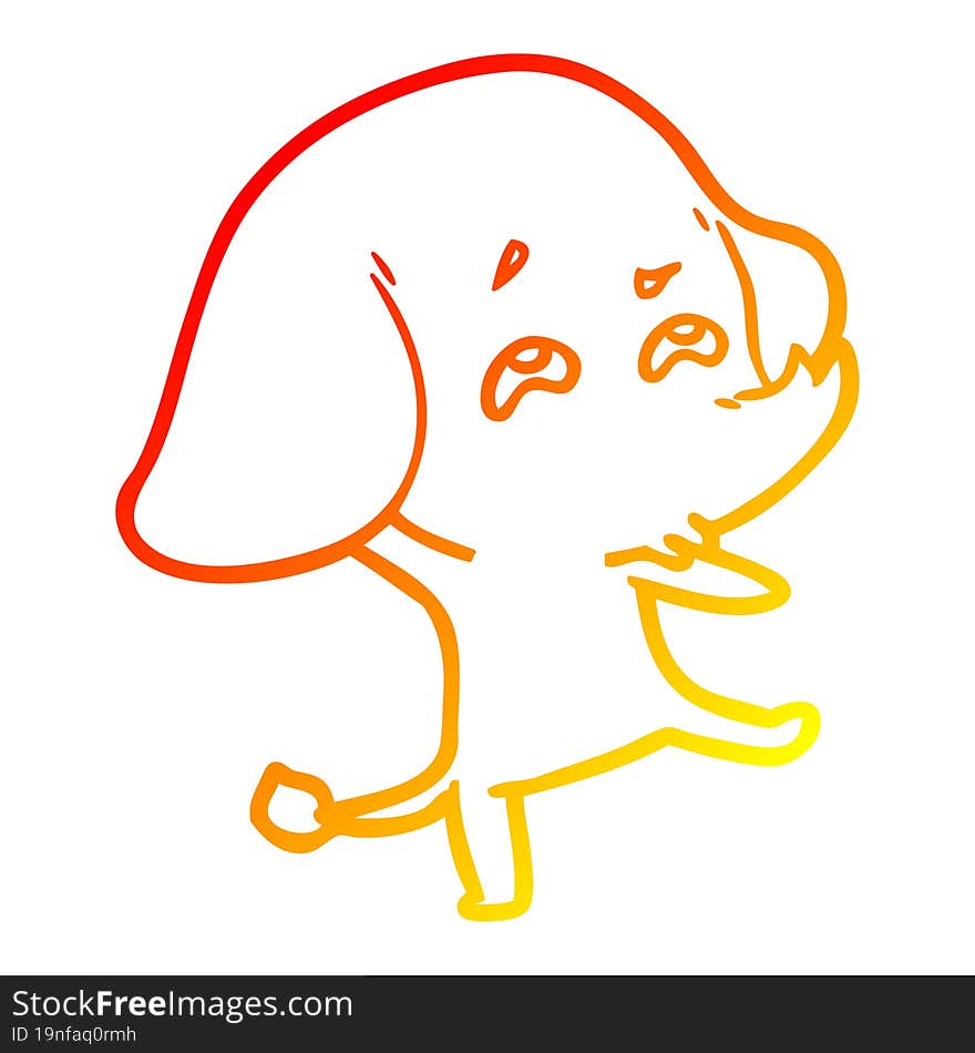 warm gradient line drawing cartoon elephant remembering