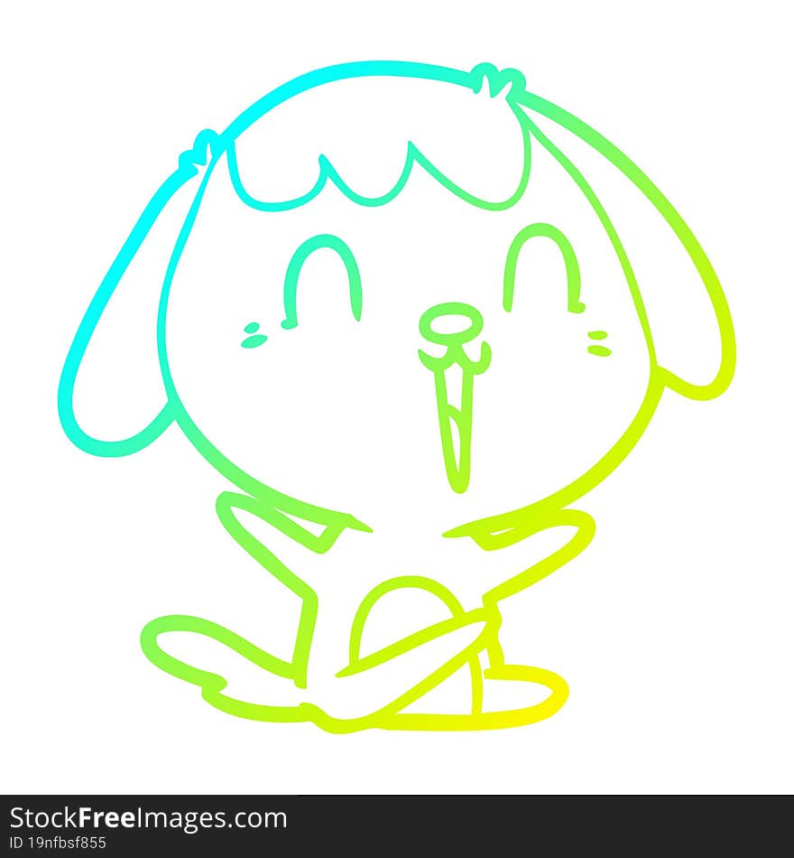 cold gradient line drawing cute cartoon dog crying