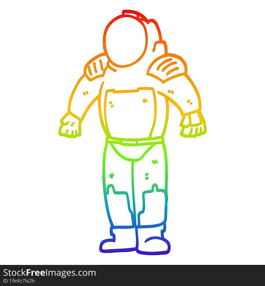 Rainbow Gradient Line Drawing Cartoon Space Man