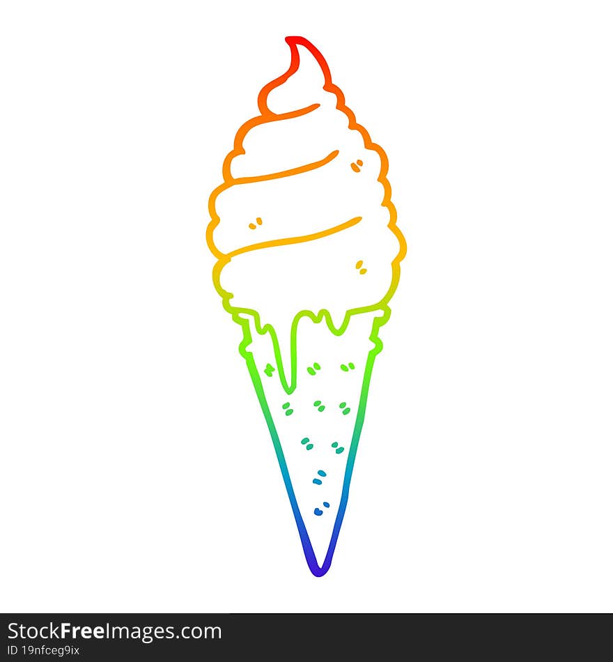 rainbow gradient line drawing cartoon ice cream