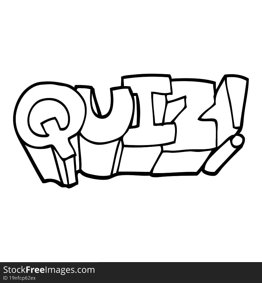 black and white cartoon quiz symbol