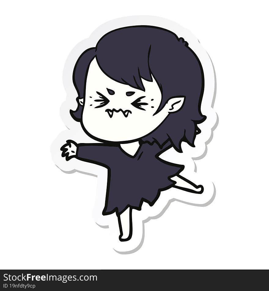 sticker of a annoyed cartoon vampire girl