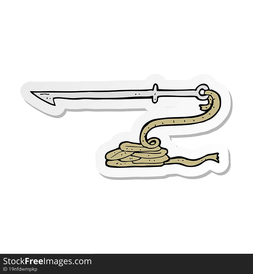 sticker of a cartoon harpoon