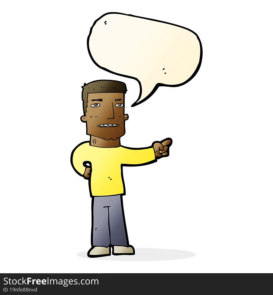 Cartoon Man Pointing With Speech Bubble