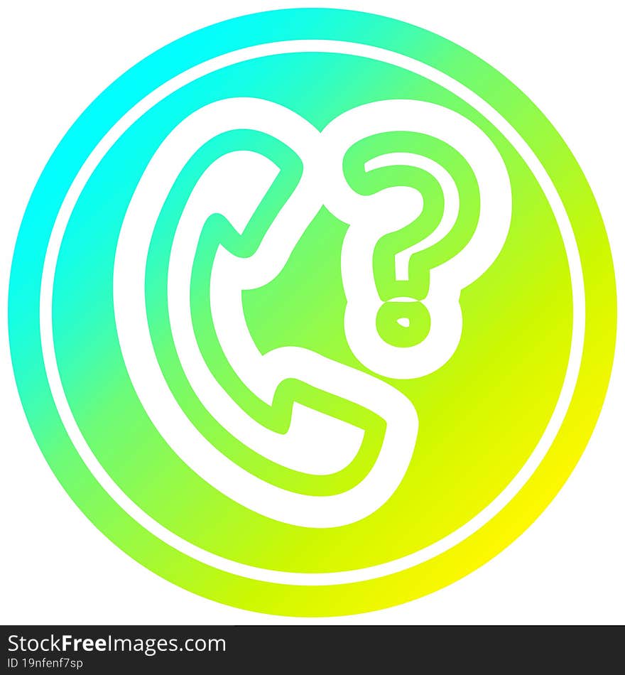 Telephone Handset With Question Mark Circular In Cold Gradient Spectrum