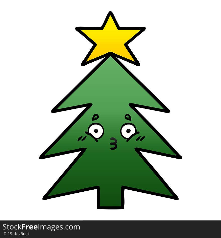 gradient shaded cartoon of a christmas tree