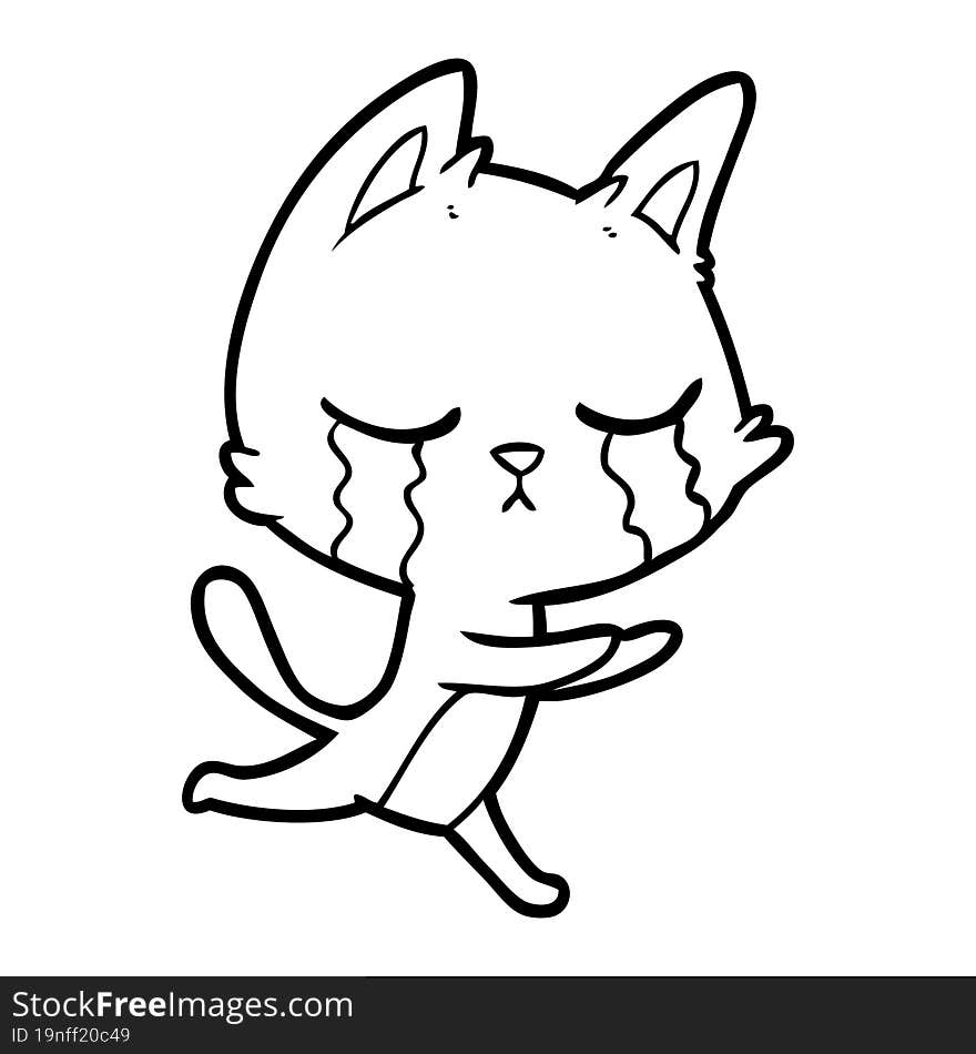 crying cartoon cat running. crying cartoon cat running