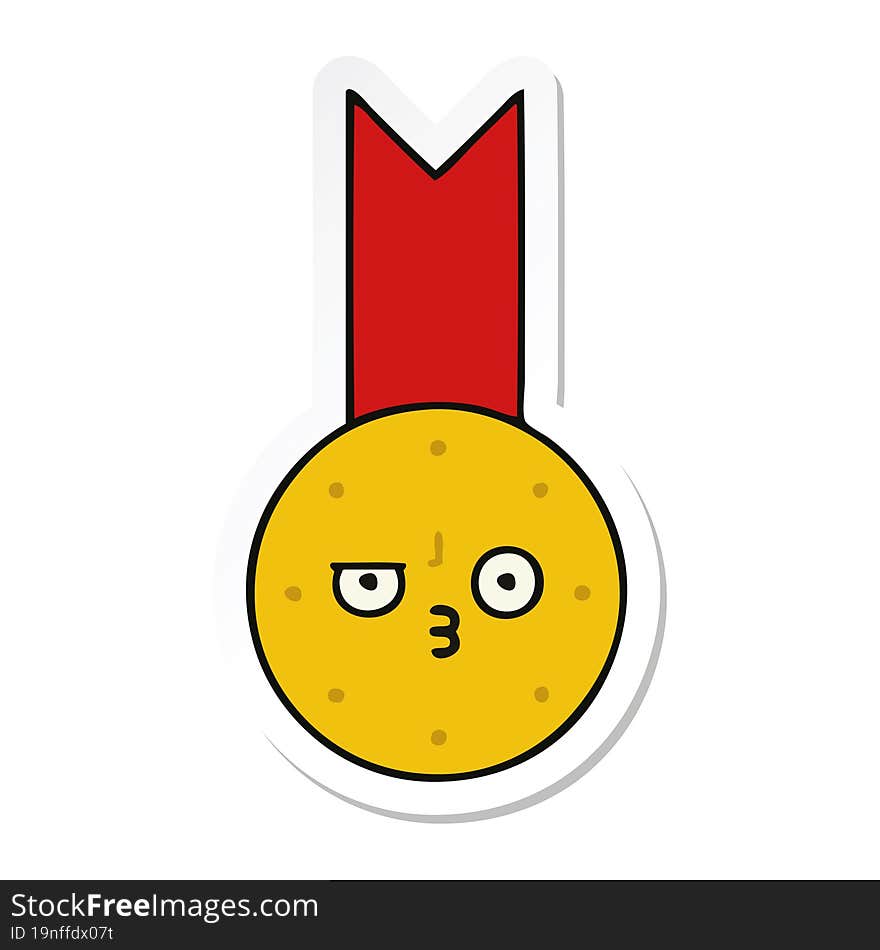 Sticker Of A Cute Cartoon Gold Medal