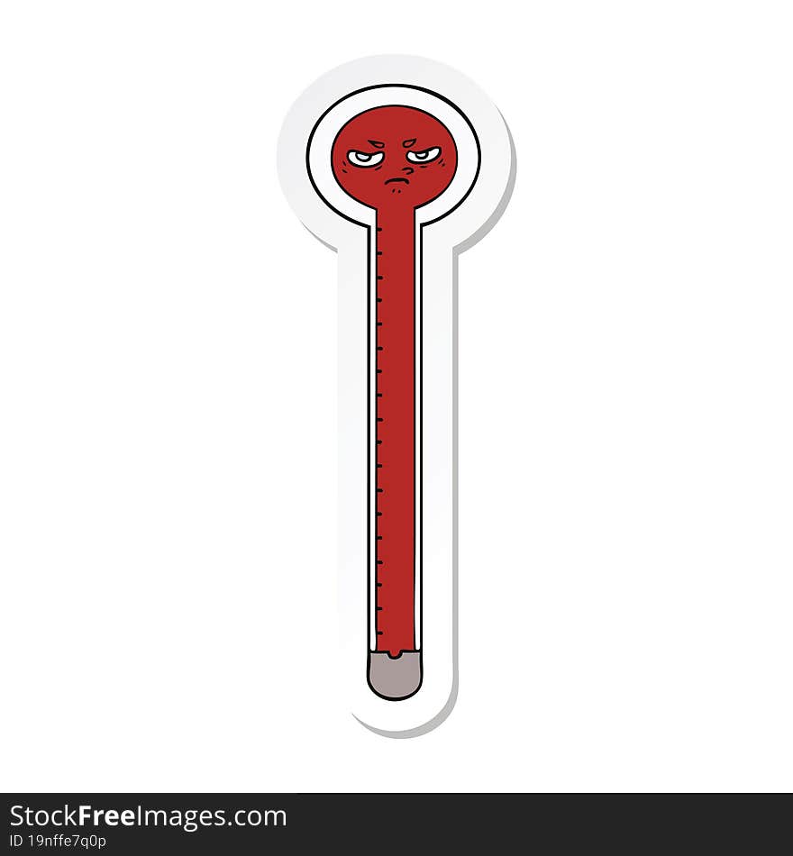 sticker of a cartoon thermometer