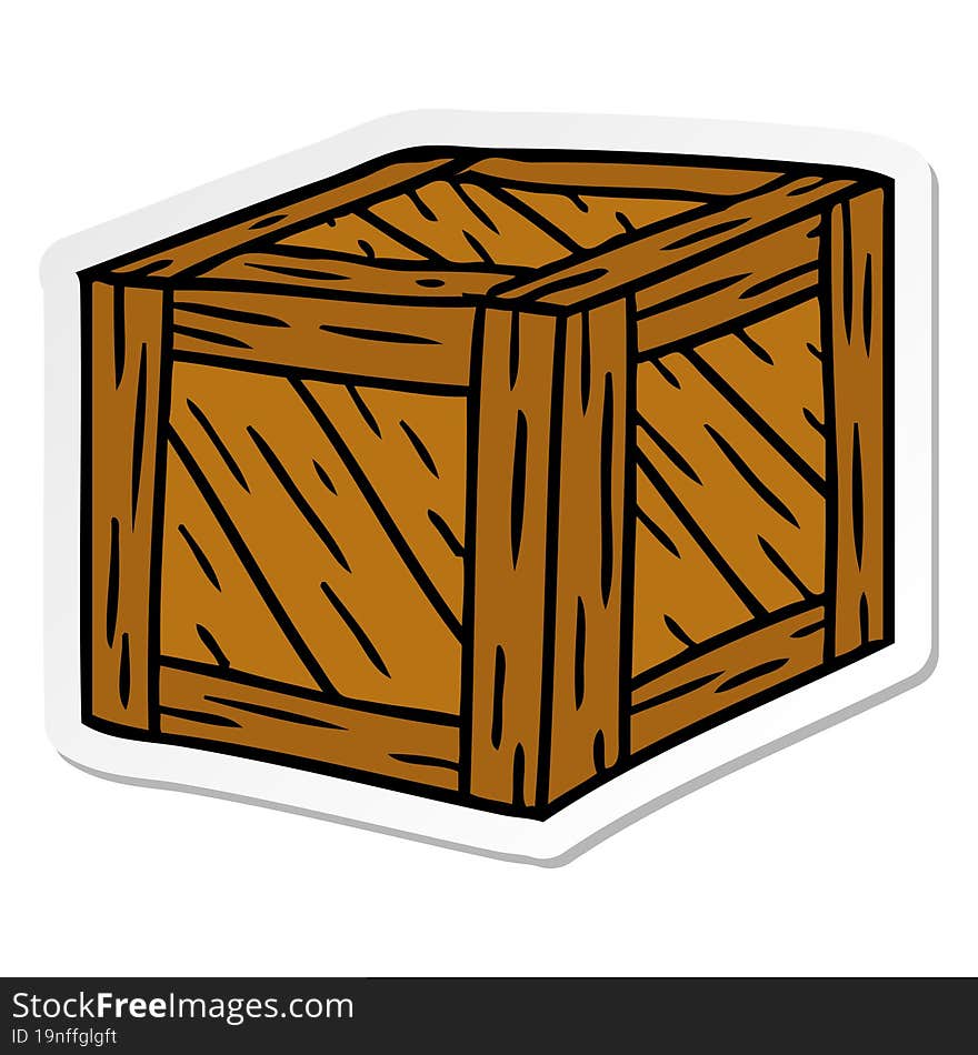 Sticker Cartoon Doodle Of A Wooden Crate