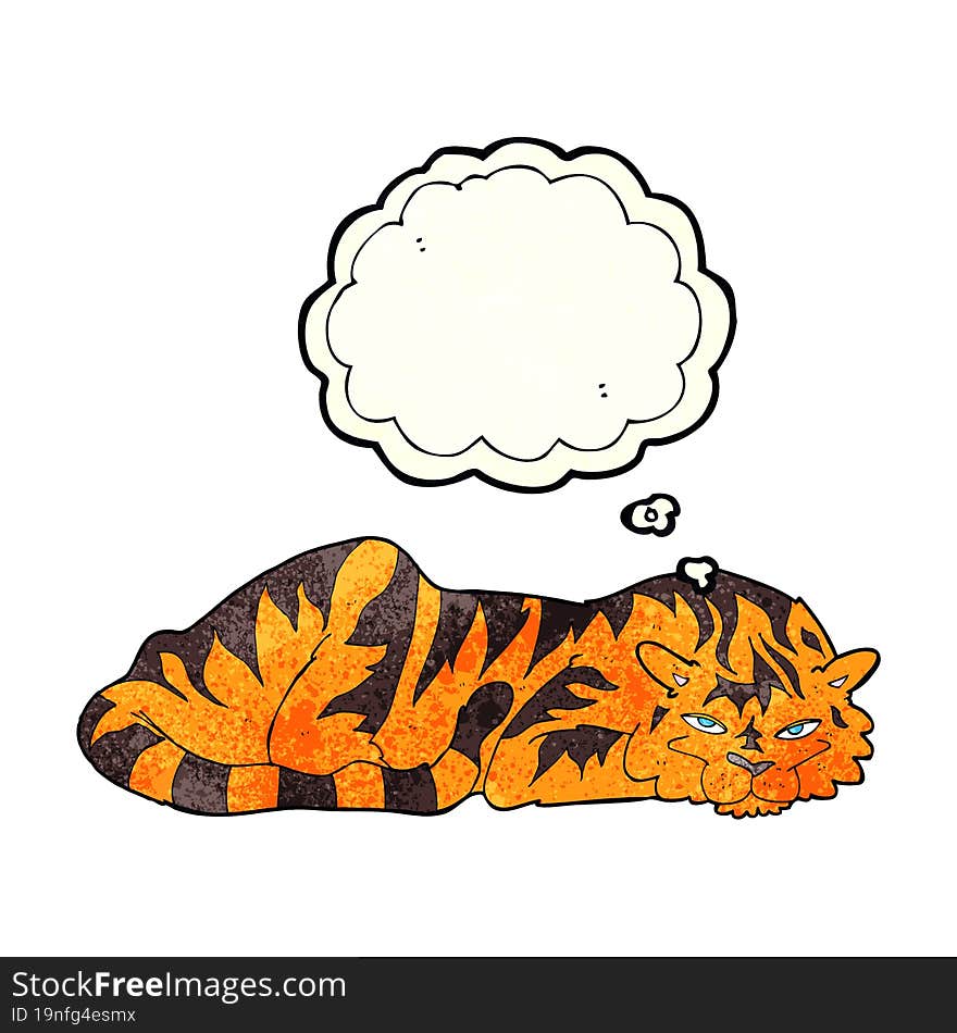 Cartoon Resting Tiger With Thought Bubble