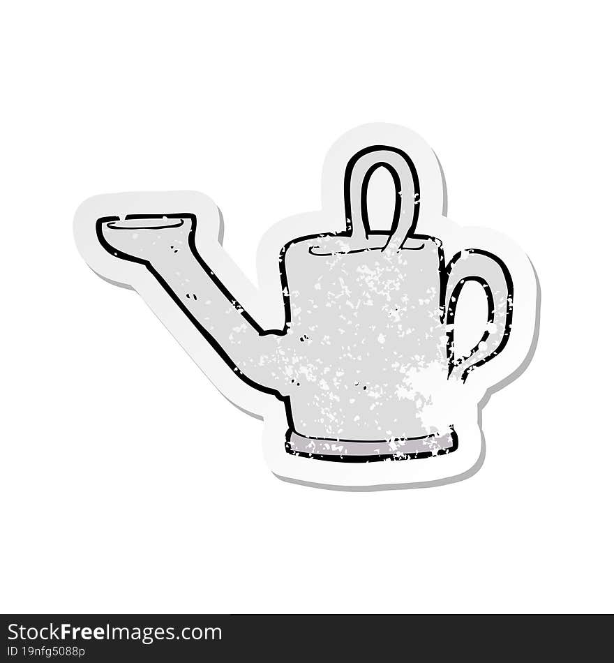 Retro Distressed Sticker Of A Watering Can Cartoon