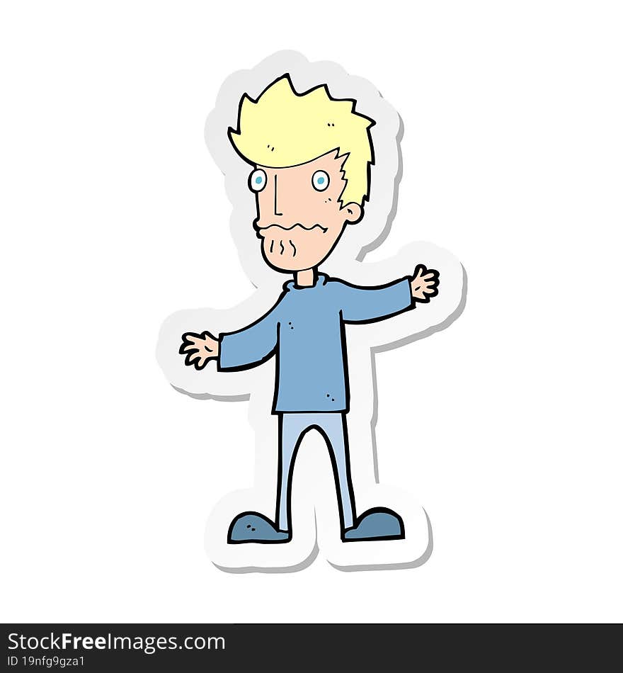 sticker of a cartoon nervous man