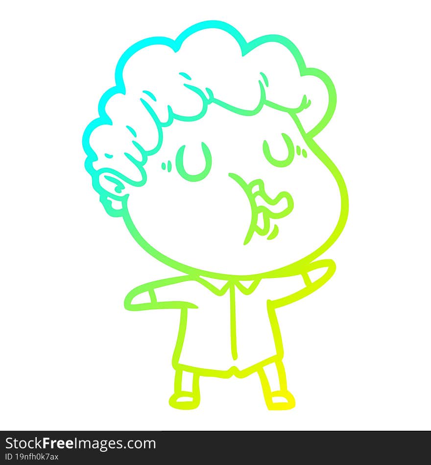 cold gradient line drawing of a cartoon man pulling face