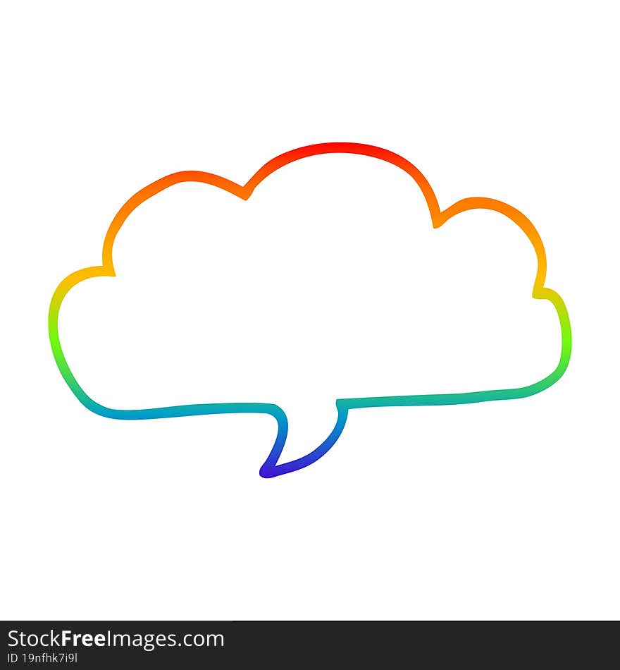 rainbow gradient line drawing cartoon cloud speech bubble