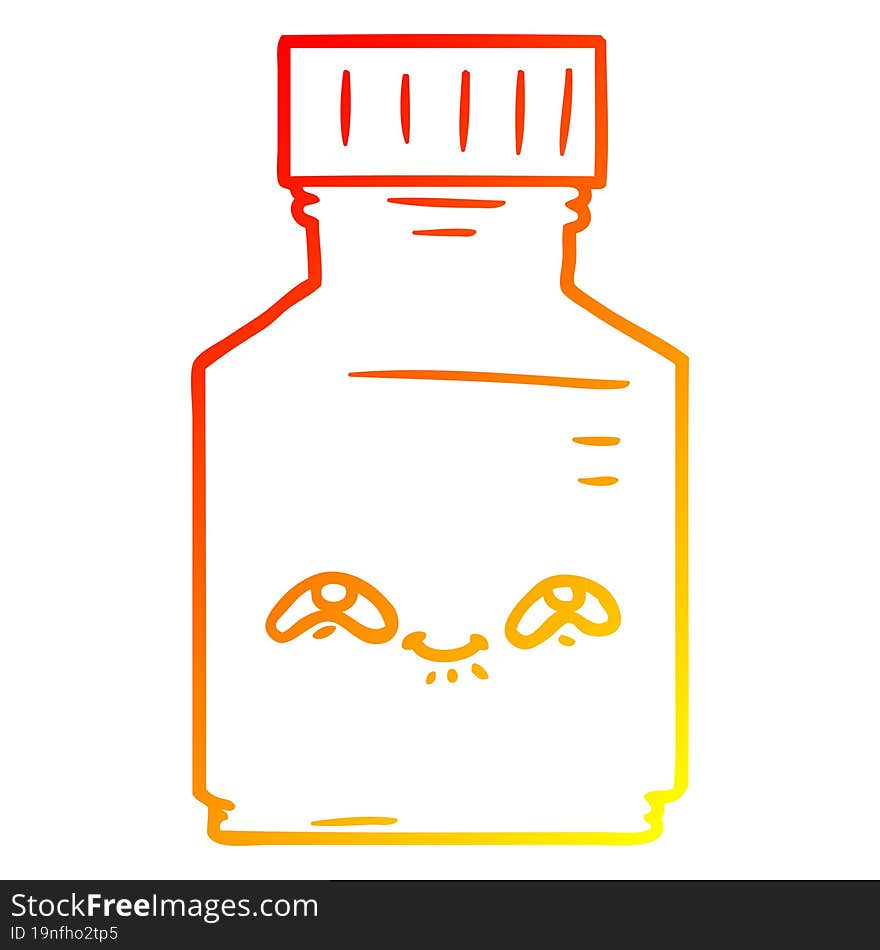 warm gradient line drawing of a cartoon pill jar