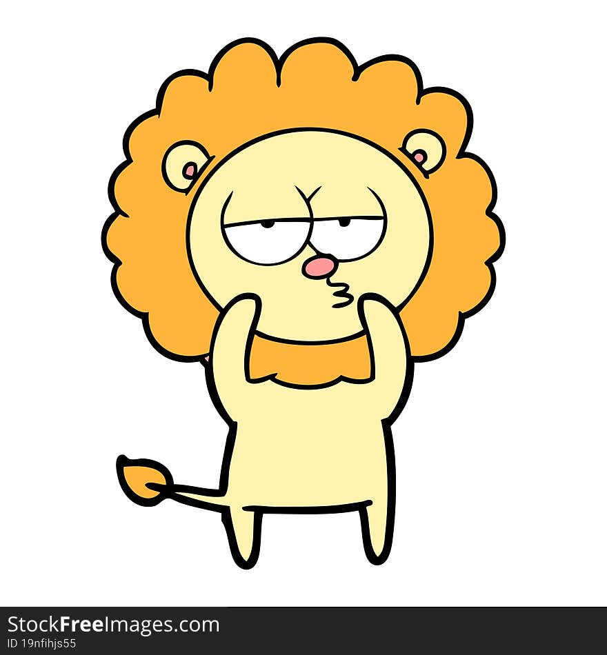 cartoon bored lion. cartoon bored lion